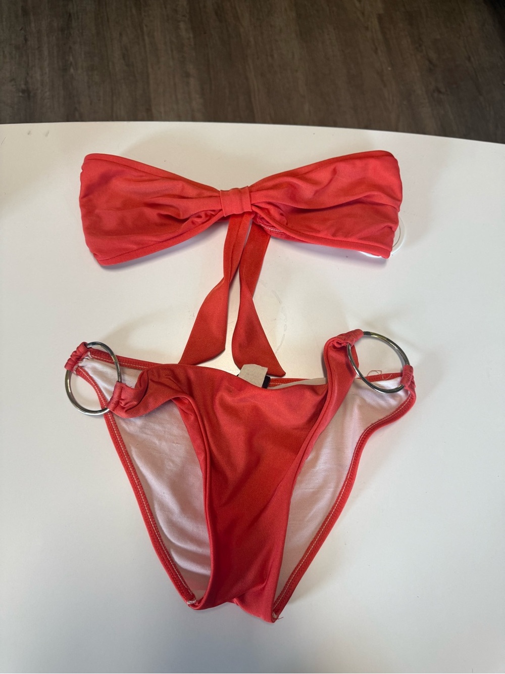 Burnt orange Ring-Accent Bikini Set